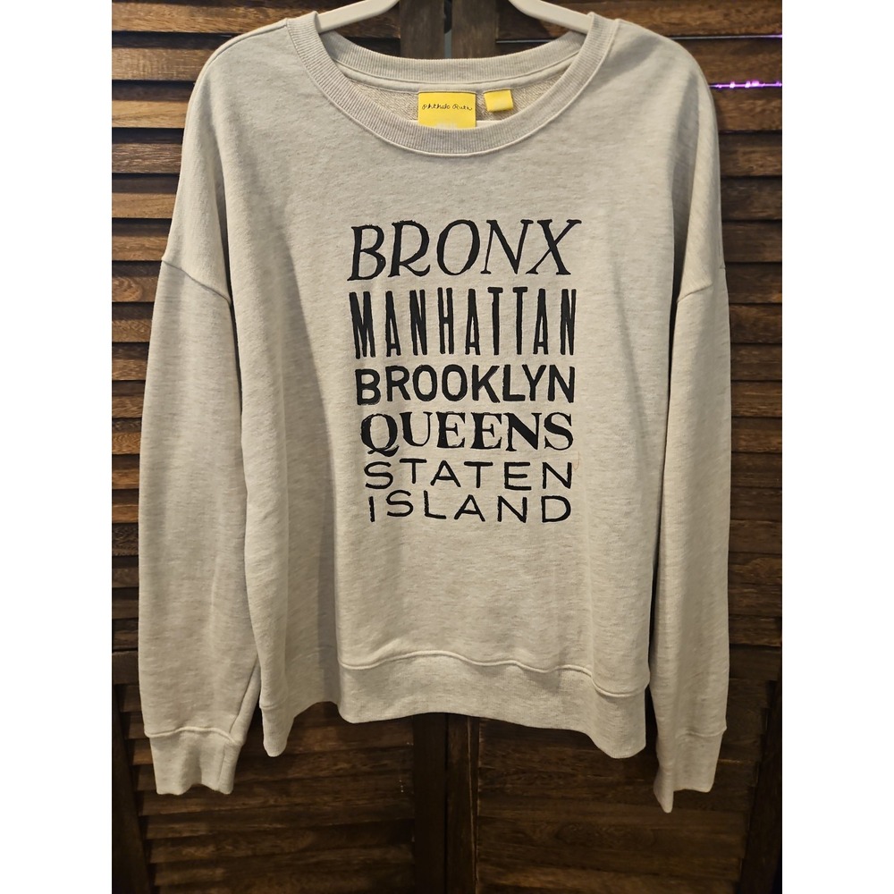 Anthropologie Maeve Phthalo Ruth Cities Sweatshirt L EUC New York Boroughs #871
